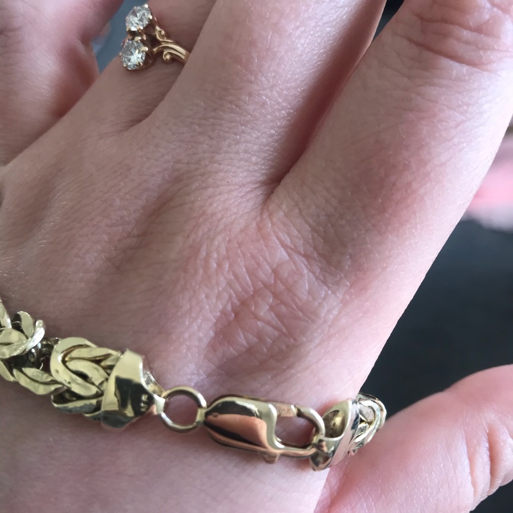 ✨ vintage 14K solid yellow gold solid chunky Byzantine bracelet stylish - Picture 14 of 16